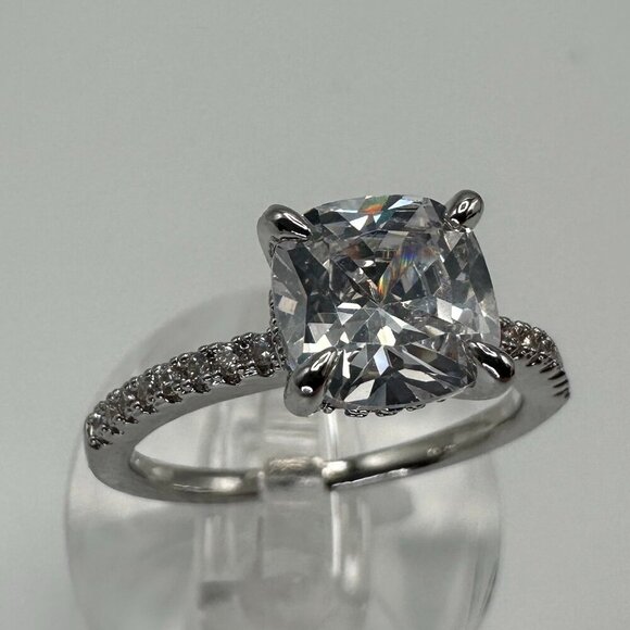 Womens Silver Plated Brass Ring Cubic Zirconia - Picture 8 of 15